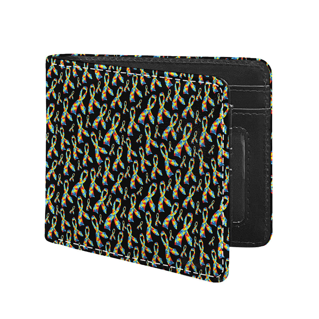 Autism Awareness Ribbon Pattern Print Bifold Wallet
