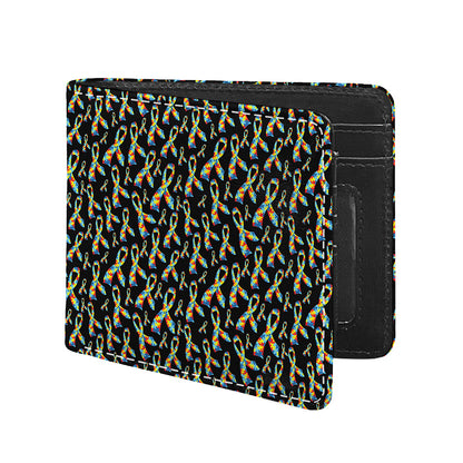 Autism Awareness Ribbon Pattern Print Bifold Wallet
