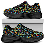 Autism Awareness Ribbon Pattern Print Black Chunky Shoes