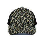 Autism Awareness Ribbon Pattern Print Black Mesh Trucker Cap