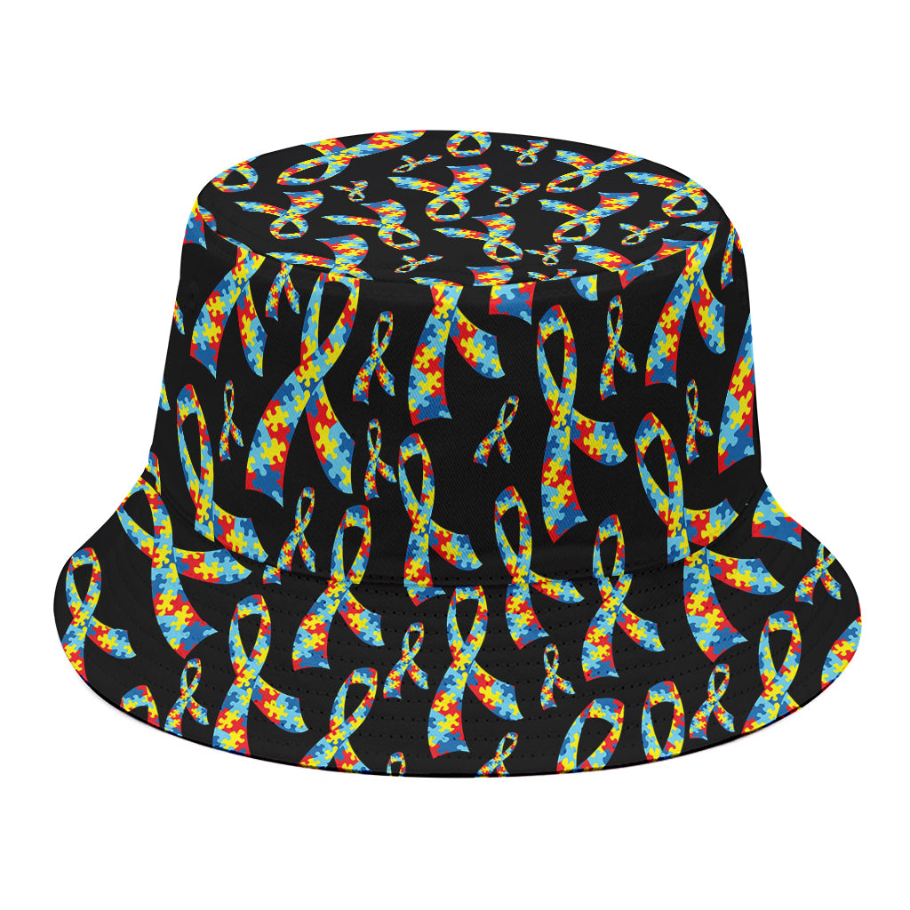 Autism Awareness Ribbon Pattern Print Bucket Hat