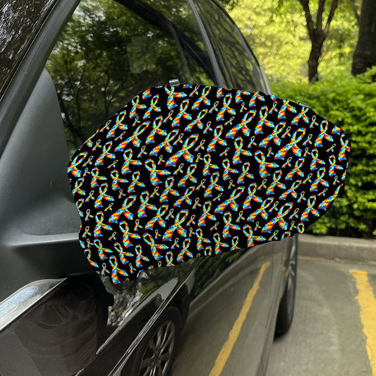 Autism Awareness Ribbon Pattern Print Car Side Mirror Covers