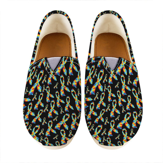 Autism Awareness Ribbon Pattern Print Casual Shoes