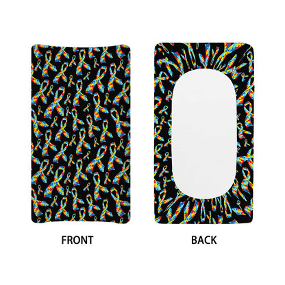 Autism Awareness Ribbon Pattern Print Changing Pad Cover