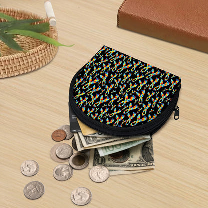 Autism Awareness Ribbon Pattern Print Coin Purse
