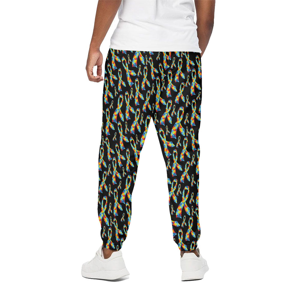 Autism Awareness Ribbon Pattern Print Cotton Pants