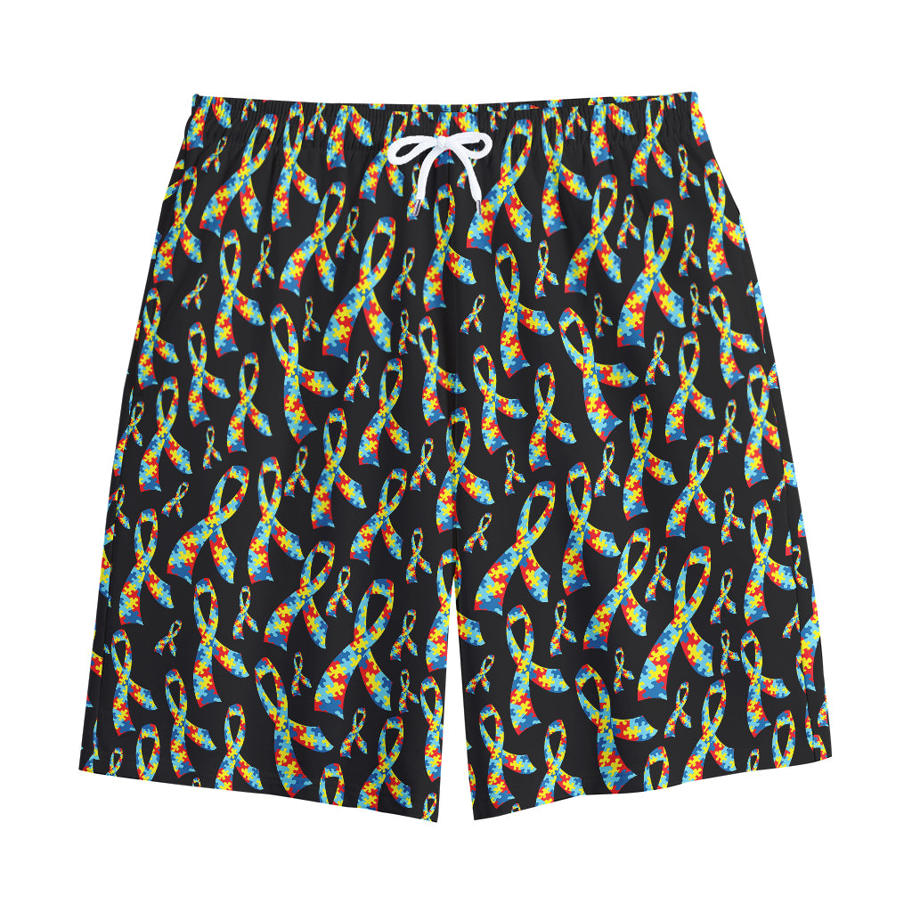 Autism Awareness Ribbon Pattern Print Cotton Shorts