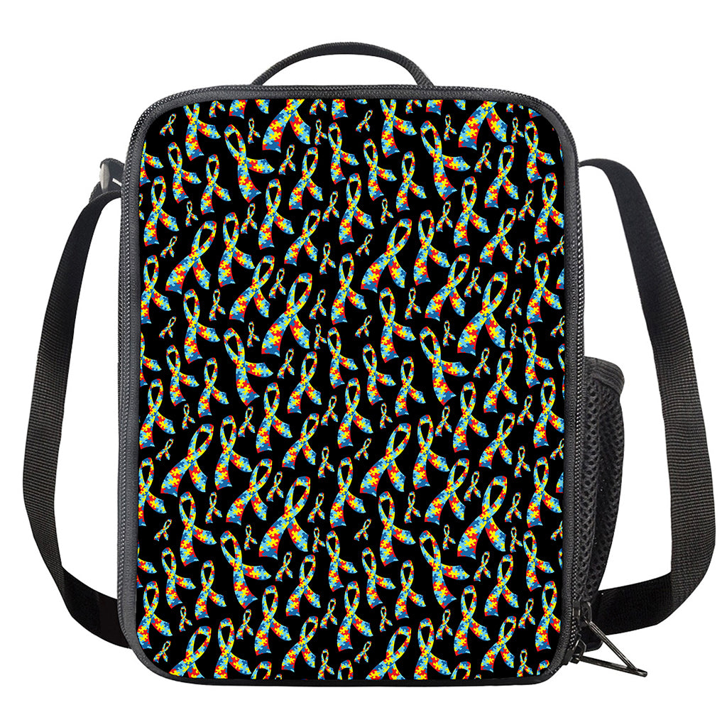 Autism Awareness Ribbon Pattern Print Crossbody Lunch Bag