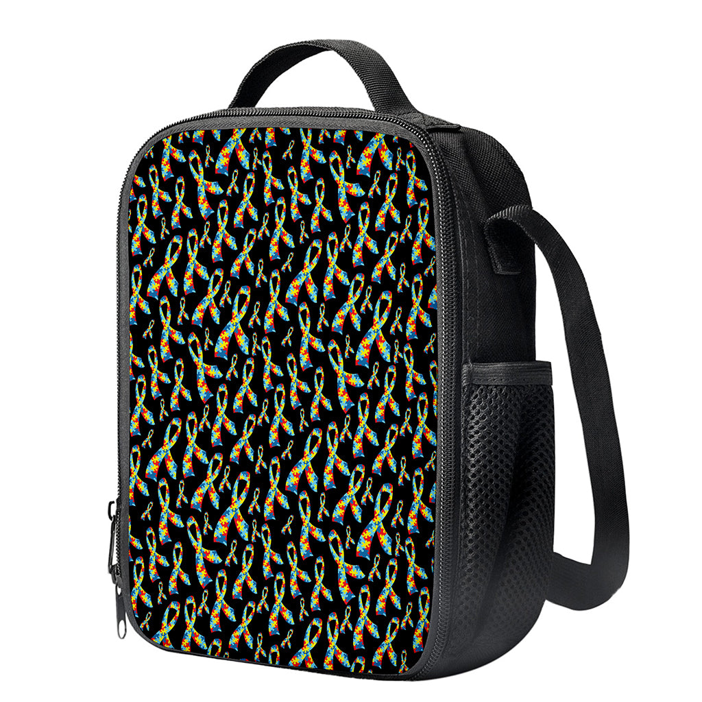 Autism Awareness Ribbon Pattern Print Crossbody Lunch Bag