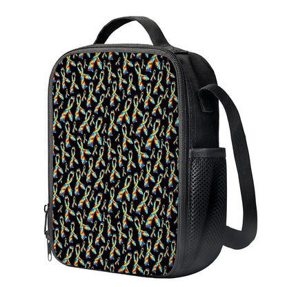 Autism Awareness Ribbon Pattern Print Crossbody Lunch Bag