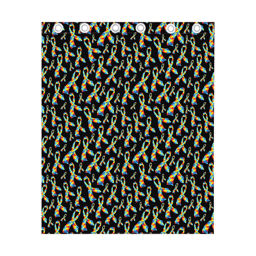 Autism Awareness Ribbon Pattern Print Curtain