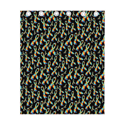 Autism Awareness Ribbon Pattern Print Curtain