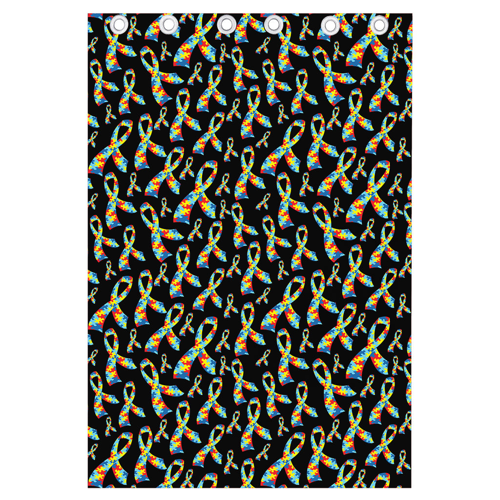 Autism Awareness Ribbon Pattern Print Curtain