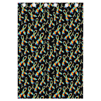 Autism Awareness Ribbon Pattern Print Curtain