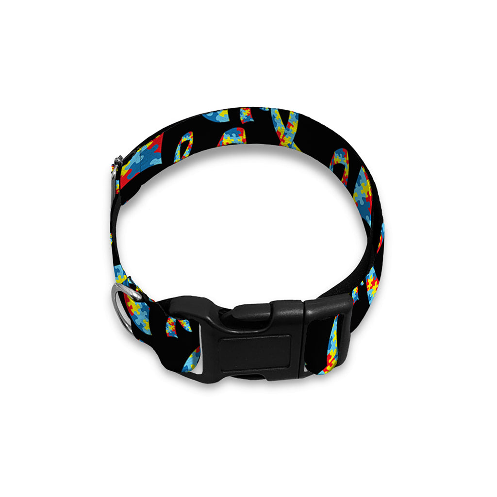 Autism Awareness Ribbon Pattern Print Dog Collar