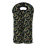 Autism Awareness Ribbon Pattern Print Double Neoprene Wine Tote