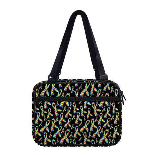 Autism Awareness Ribbon Pattern Print Double Strap Bible Bag