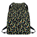 Autism Awareness Ribbon Pattern Print Drawstring Backpack