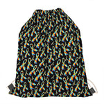 Autism Awareness Ribbon Pattern Print Drawstring Bag