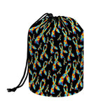Autism Awareness Ribbon Pattern Print Drawstring Makeup Bag