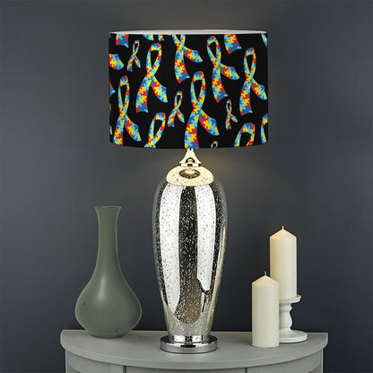 Autism Awareness Ribbon Pattern Print Drum Lamp Shade