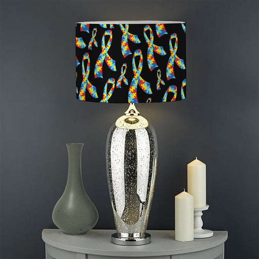 Autism Awareness Ribbon Pattern Print Drum Lamp Shade