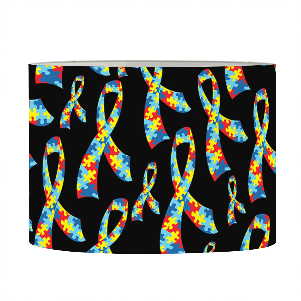 Autism Awareness Ribbon Pattern Print Drum Lamp Shade