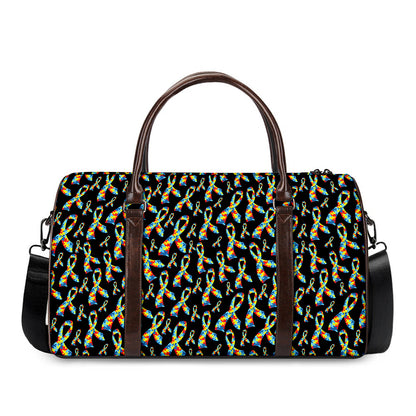 Autism Awareness Ribbon Pattern Print Duffle Bag
