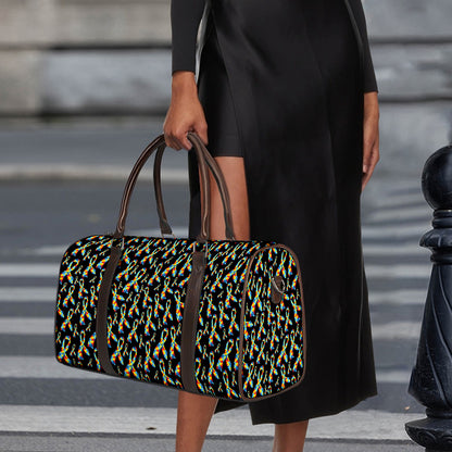 Autism Awareness Ribbon Pattern Print Duffle Bag