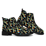 Autism Awareness Ribbon Pattern Print Flat Ankle Boots