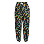 Autism Awareness Ribbon Pattern Print Fleece Lined Knit Pants