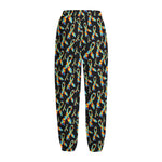 Autism Awareness Ribbon Pattern Print Fleece Lined Knit Pants