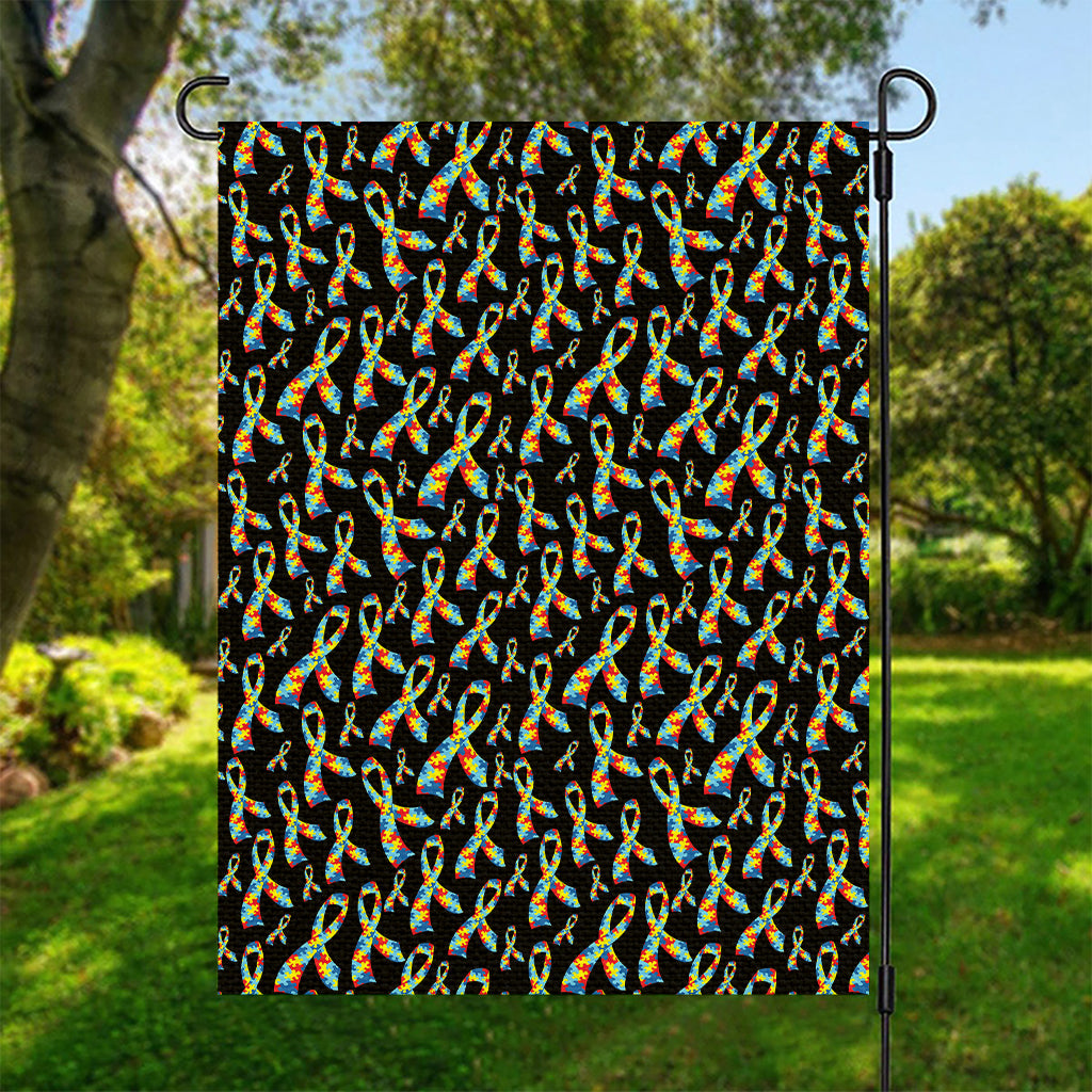 Autism Awareness Ribbon Pattern Print Garden Flag