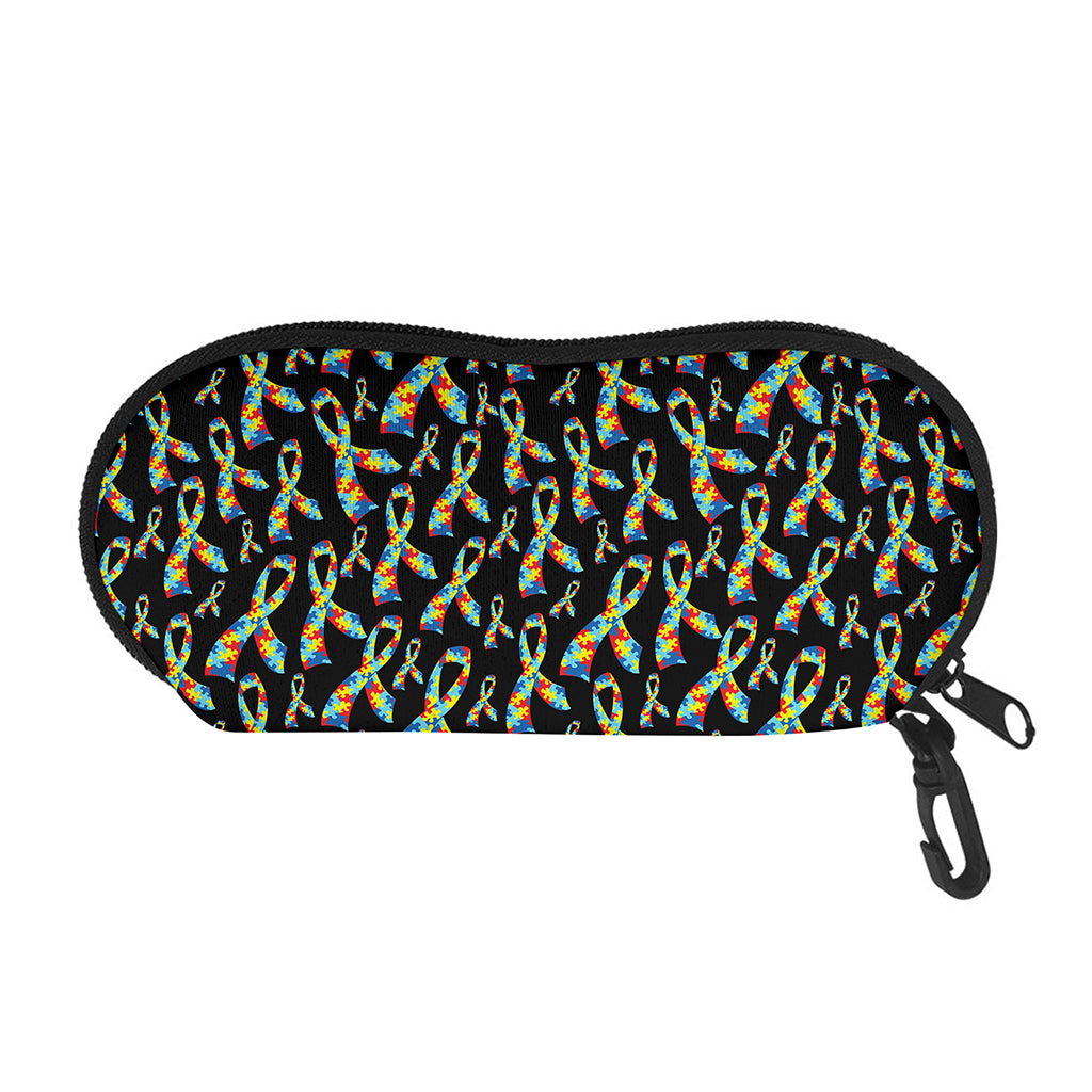Autism Awareness Ribbon Pattern Print Glasses Case