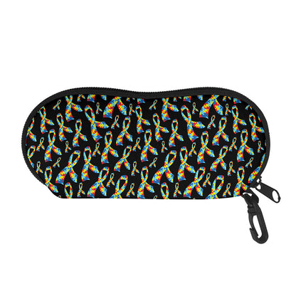 Autism Awareness Ribbon Pattern Print Glasses Case
