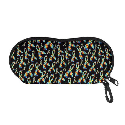 Autism Awareness Ribbon Pattern Print Glasses Case