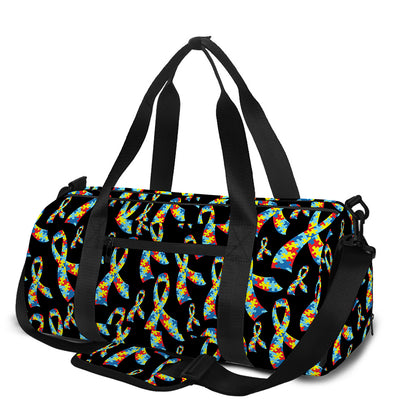 Autism Awareness Ribbon Pattern Print Gym Bag