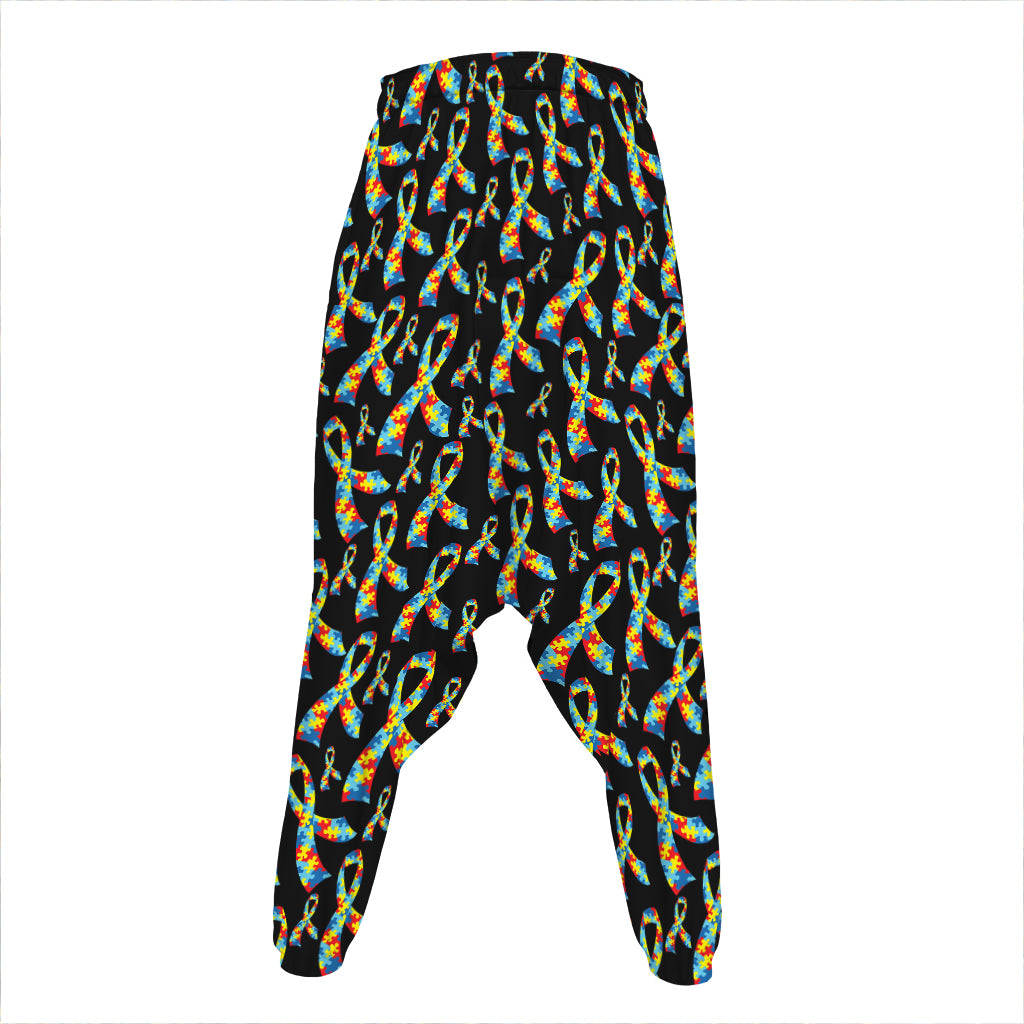 Autism Awareness Ribbon Pattern Print Hammer Pants
