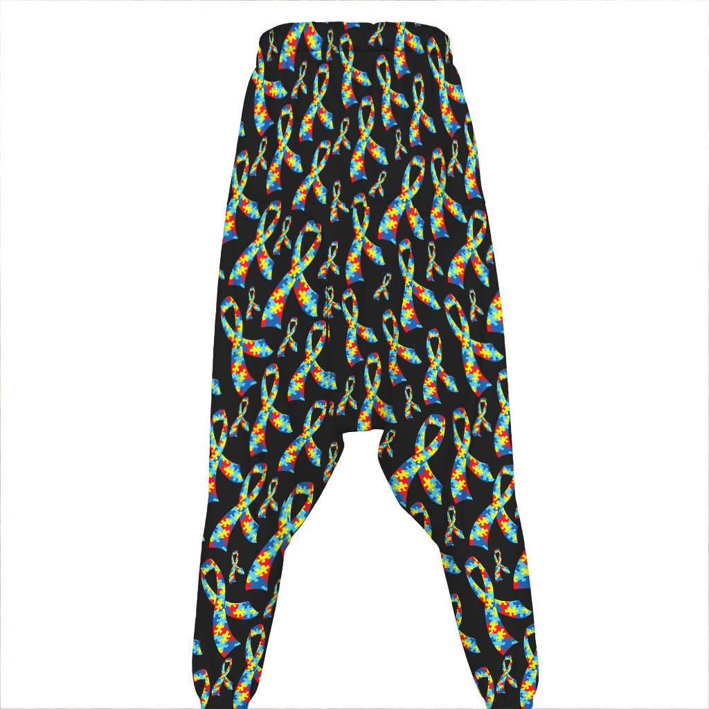 Autism Awareness Ribbon Pattern Print Hammer Pants