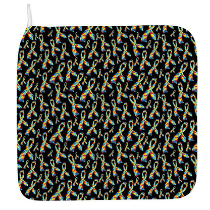 Autism Awareness Ribbon Pattern Print Hand Towel