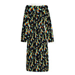 Autism Awareness Ribbon Pattern Print Hooded Bathrobe