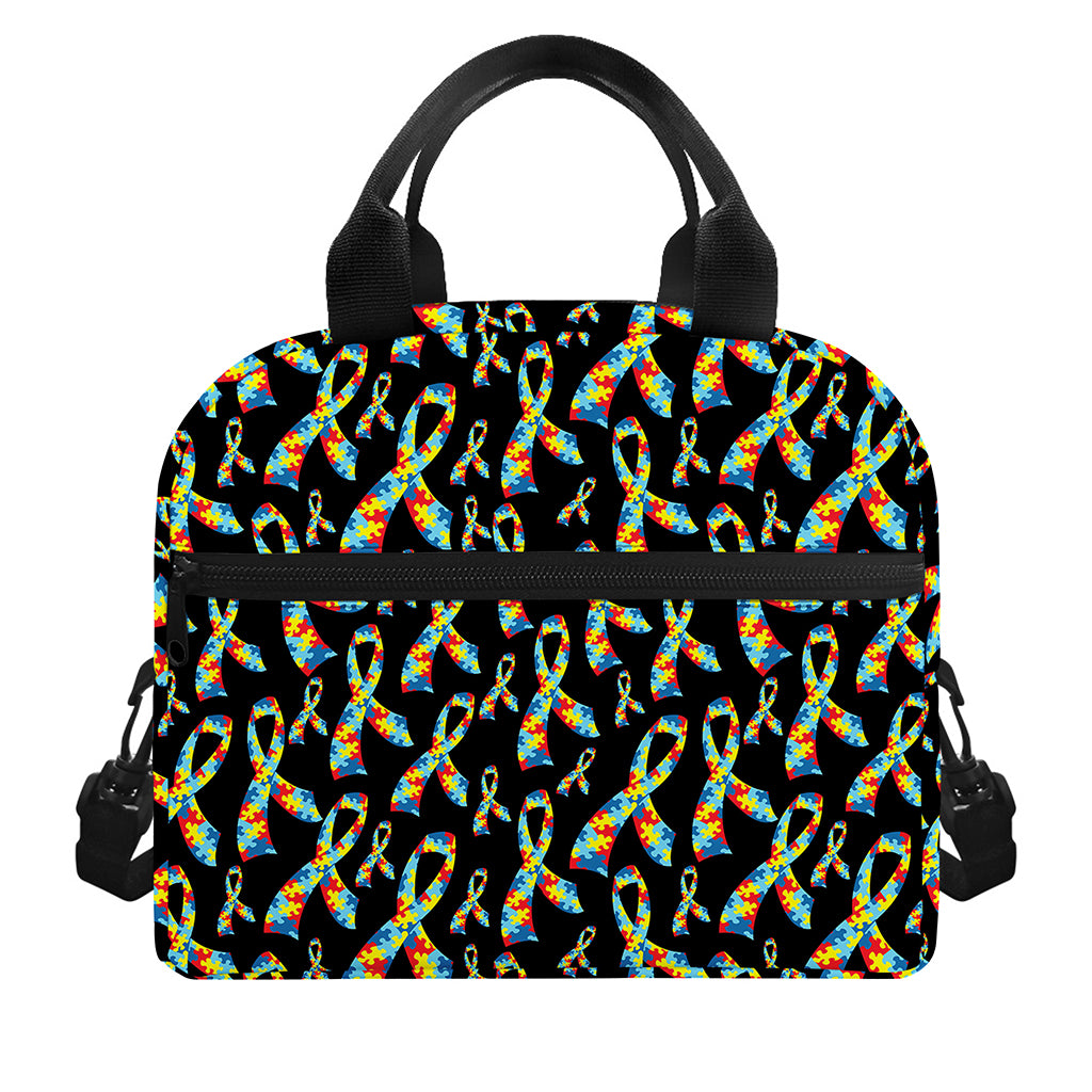 Autism Awareness Ribbon Pattern Print Insulated Lunch Bag