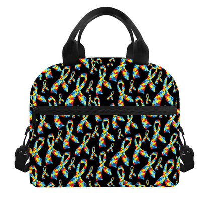Autism Awareness Ribbon Pattern Print Insulated Lunch Bag