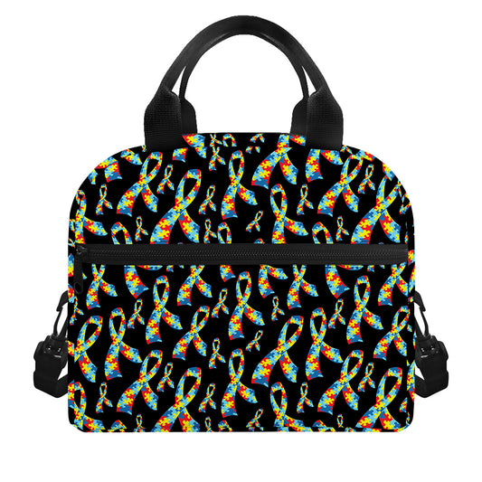 Autism Awareness Ribbon Pattern Print Insulated Lunch Bag