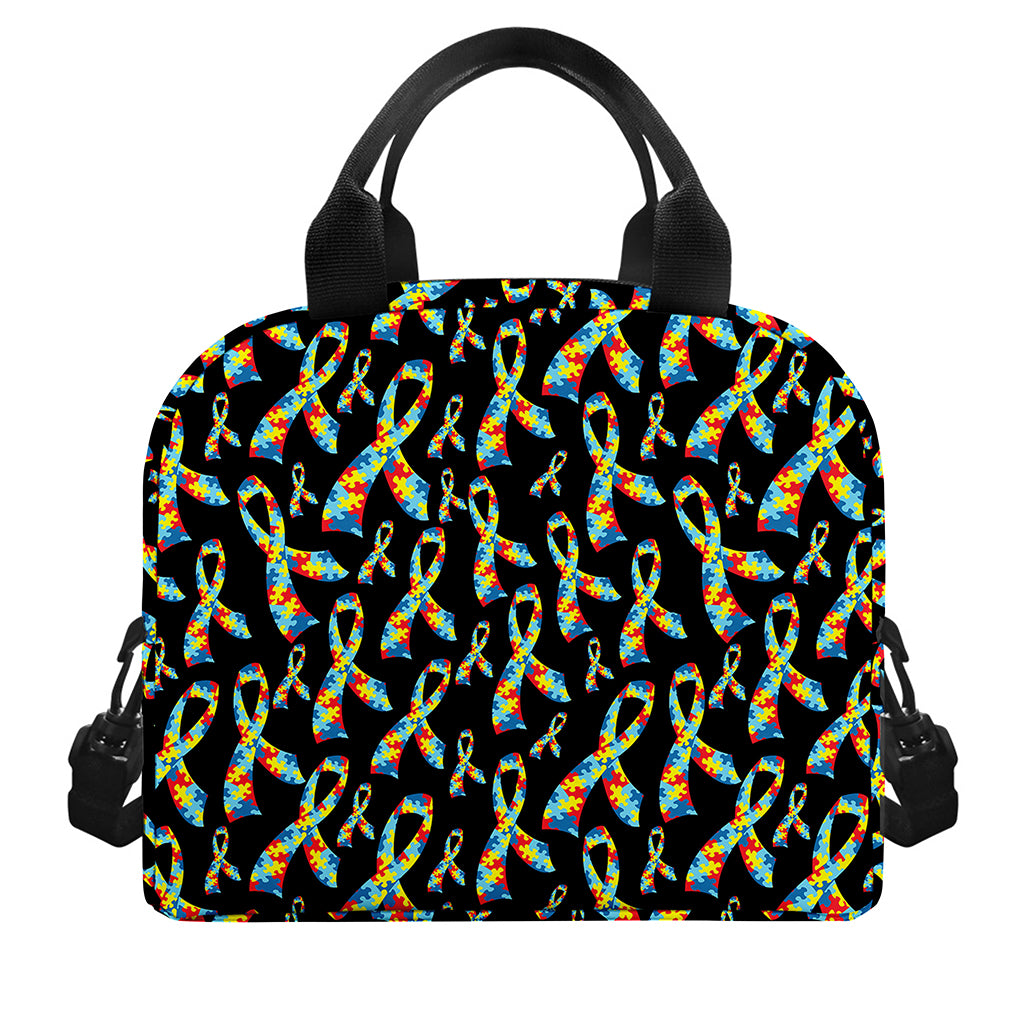 Autism Awareness Ribbon Pattern Print Insulated Lunch Bag