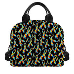 Autism Awareness Ribbon Pattern Print Insulated Lunch Bag