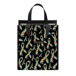 Autism Awareness Ribbon Pattern Print Insulated Lunch Tote