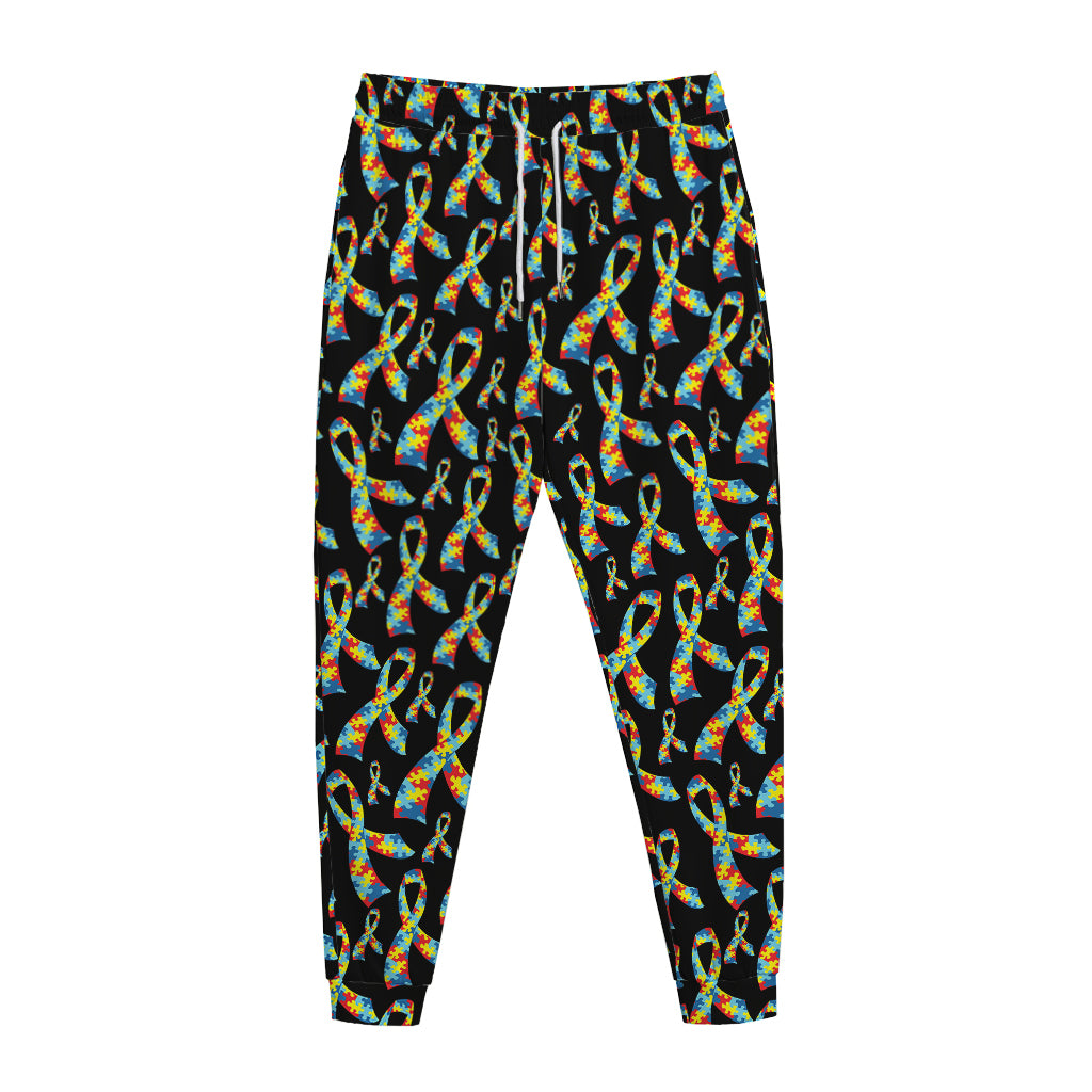 Autism Awareness Ribbon Pattern Print Jogger Pants