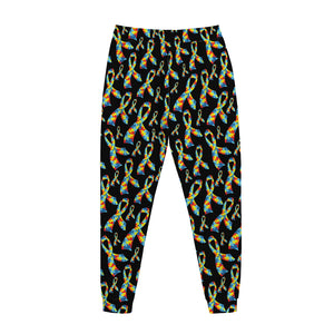 Autism Awareness Ribbon Pattern Print Jogger Pants