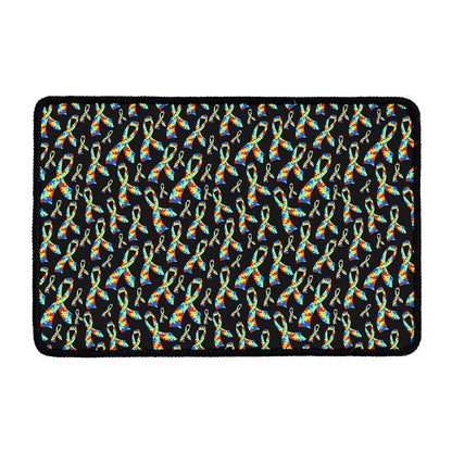 Autism Awareness Ribbon Pattern Print Kitchen Mat